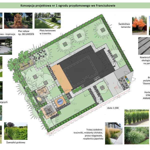 Projekt ogrodu wśród drzew istniejących