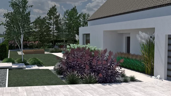 Projekt ogrodu wśród drzew istniejących