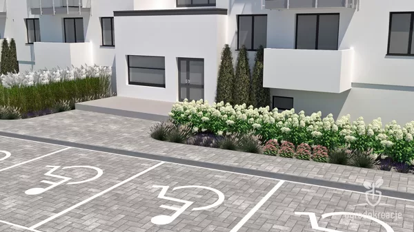 Projekt zieleni przy budynku wielorodzinnym